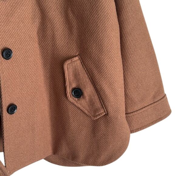 MNG by Mango Brown Wool Hooded Coat Sz S - Picture 5 of 7